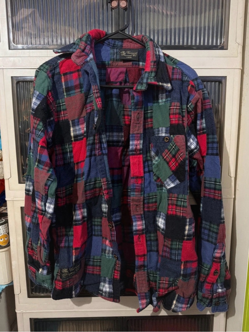 Patchwork Plaid Button-Down Shirt Jacket - Red & Green